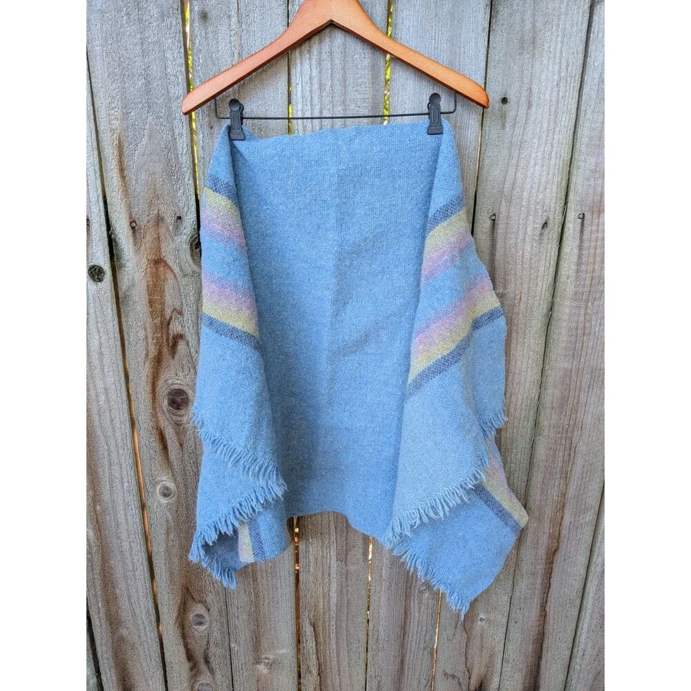 Handwoven Wool Blanket Pastel 27 x 47 Cottage Craft Canada Cottagecore 60s 70s